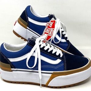 NEW Vans Old Skool Blue and White Platform Sneakers